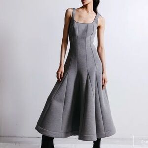 NWT Anthropologie Du Paradis Sleeveless Neoprene A-Line Gray Midi Dress Size M